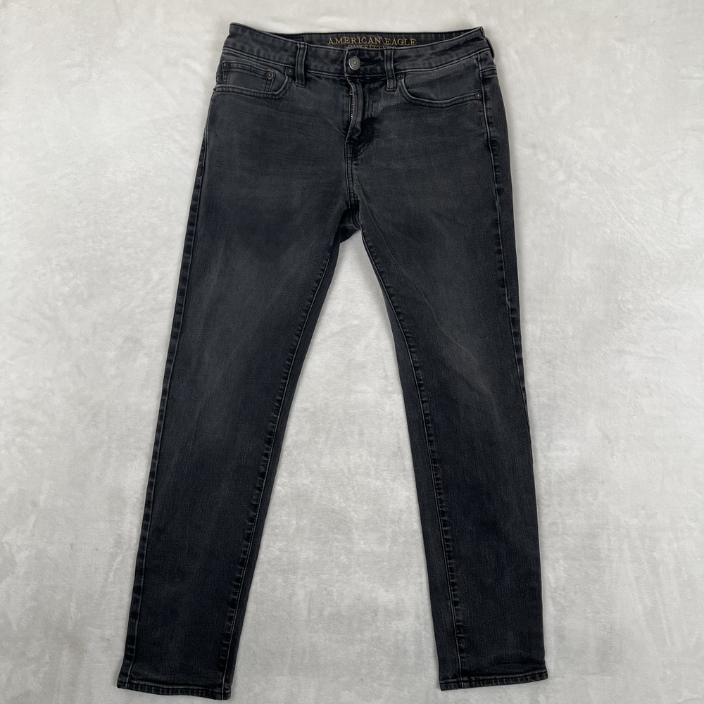 American Eagle Jeans Mens 30x30 Gray Skinny Stretch Denim Charcoal Wash Pants